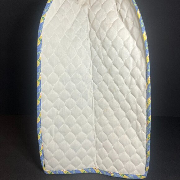 Vintage 1970s Retro Blue, Yellow & White Floral Quilted Kitchen Appliance Cover - Picture 3 of 8